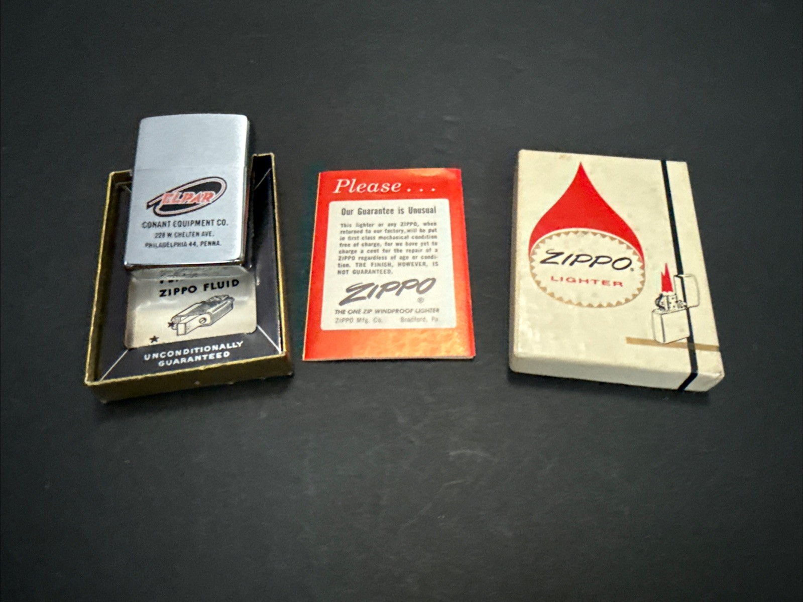 Vintage 1965 Unfired Zippo Lighter Elpar Conant Equipment Co