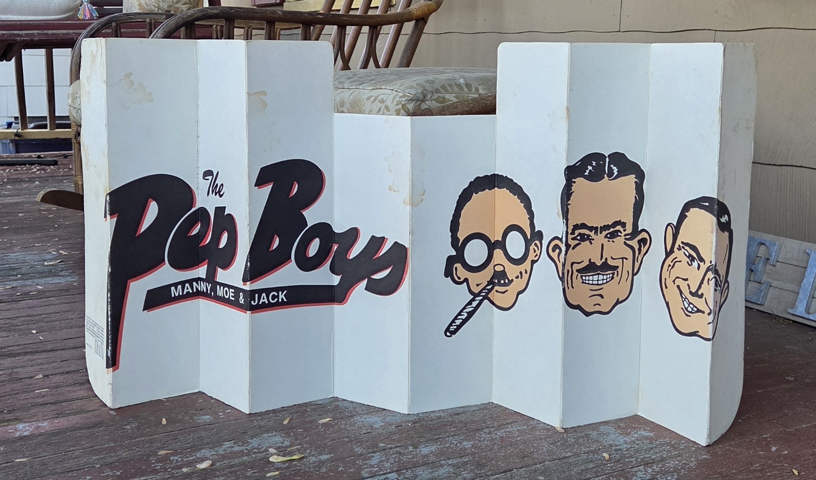 RARE Vintage Pep Boys Cardboard Sun Shield Windshield Shade Manny Moe Jack