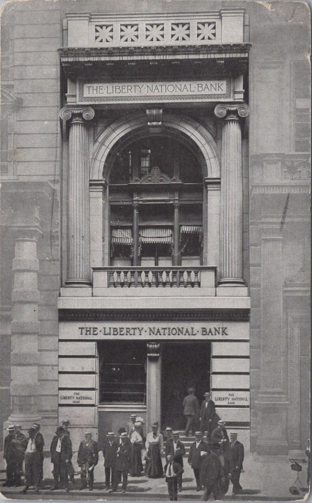 1908 Vintage The Liberty National Bank New York NY Entrance Postcard