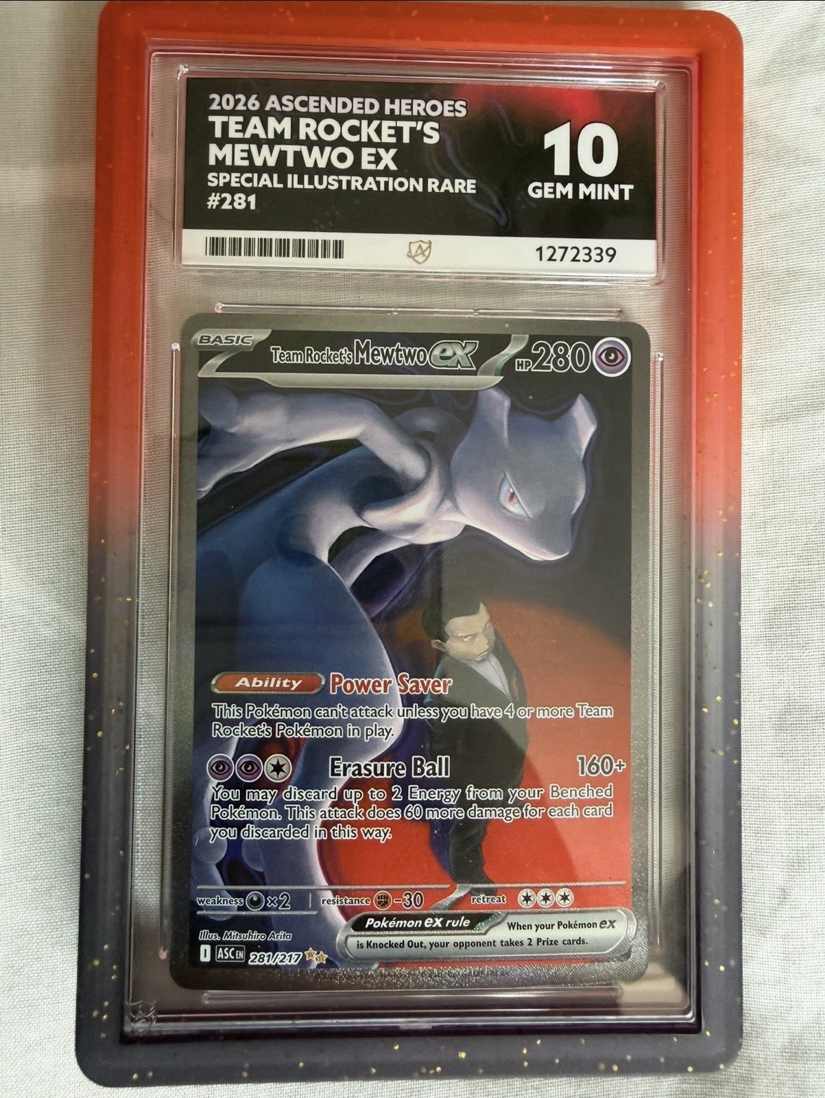 Team Rockets Mewtwo SIR Ascended Heroes ACE 10 Perfect Subgrades