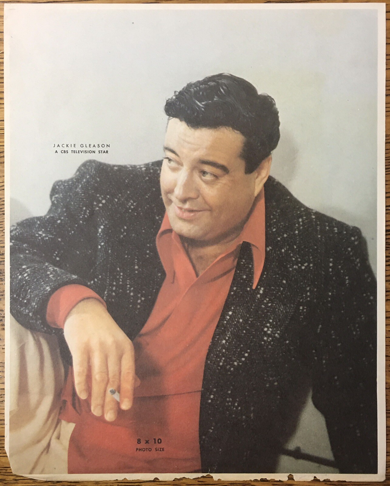 Jackie Gleason 8 x 10 Photo, Vintage, CBS Star, Smoking