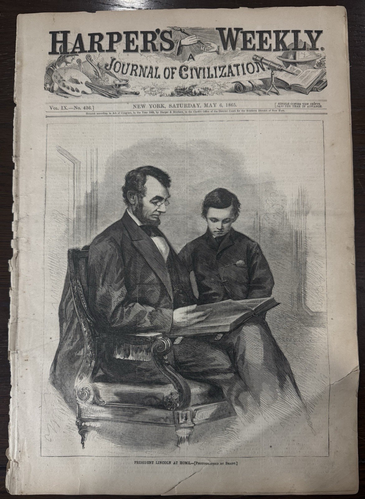 ORIGINAL Harper’s Weekly May 6, 1865 President Lincoln Funeral Piece Of History