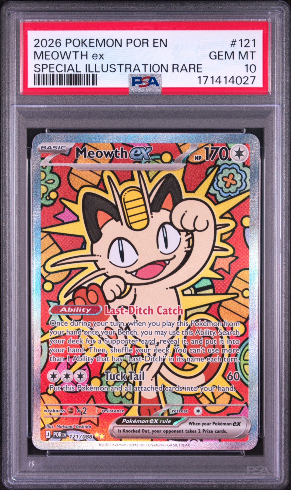 PSA 10 MEOWTH ex 121/088 | Special Illustration Rare Pokemon Card Perfect Order