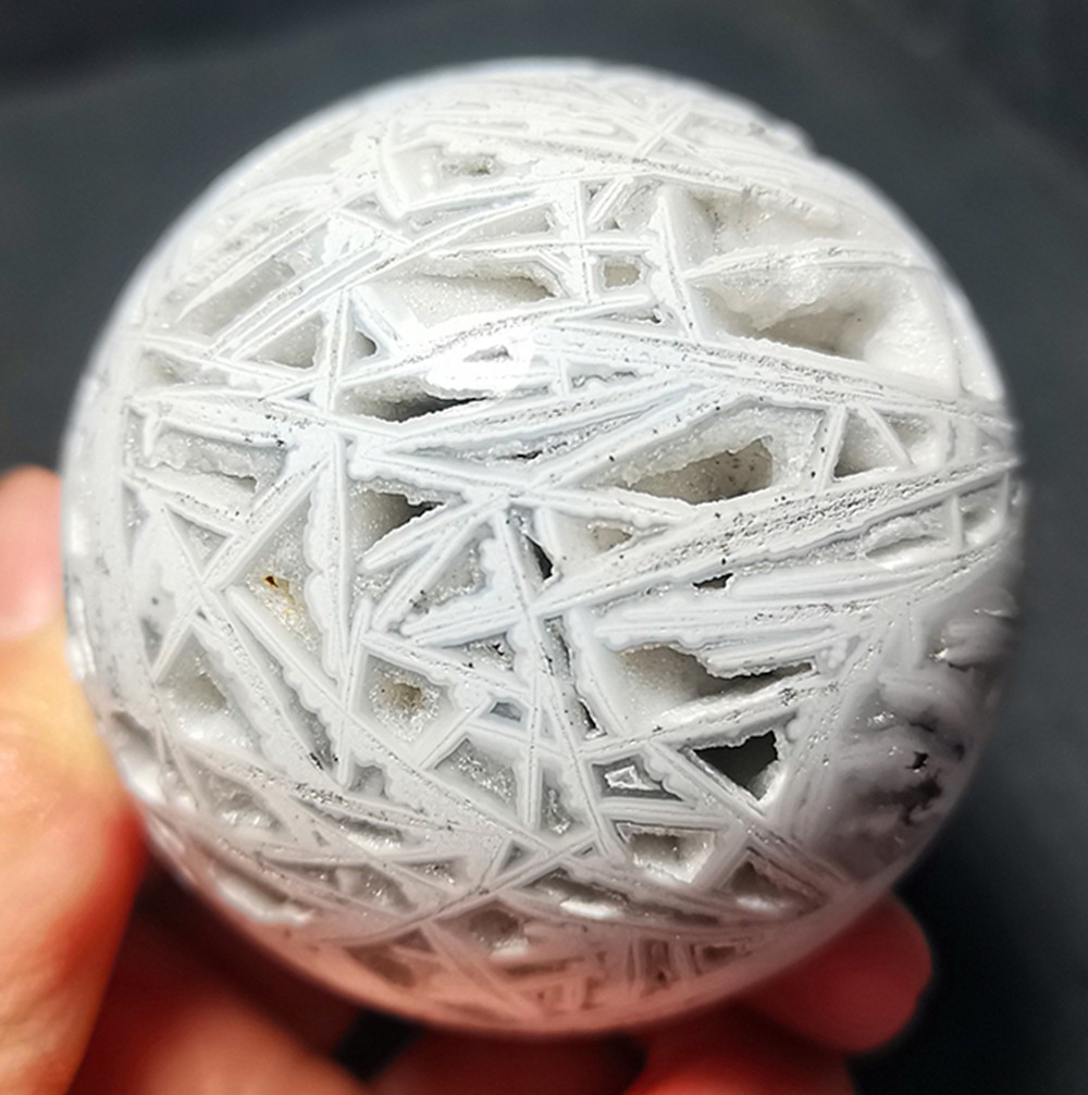 RARE 273.3G Natural Mexican Grid Agate Banded Agate Geode Ball Healing A261