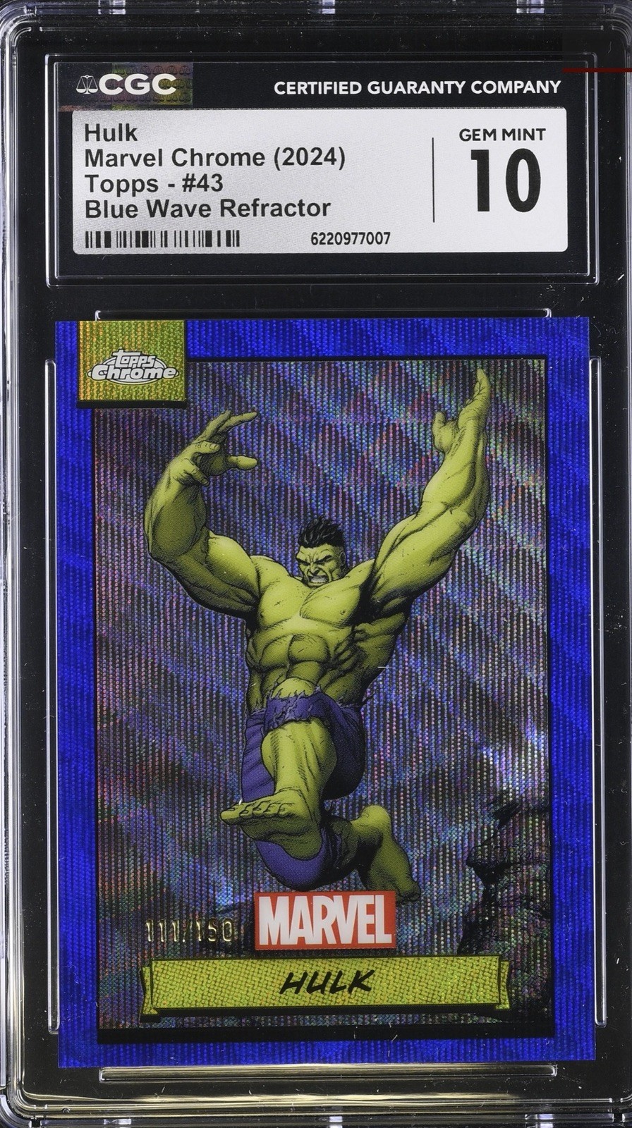 2024 Topps Chrome Marvel Hulk #43 Refractor Blue Wave /150