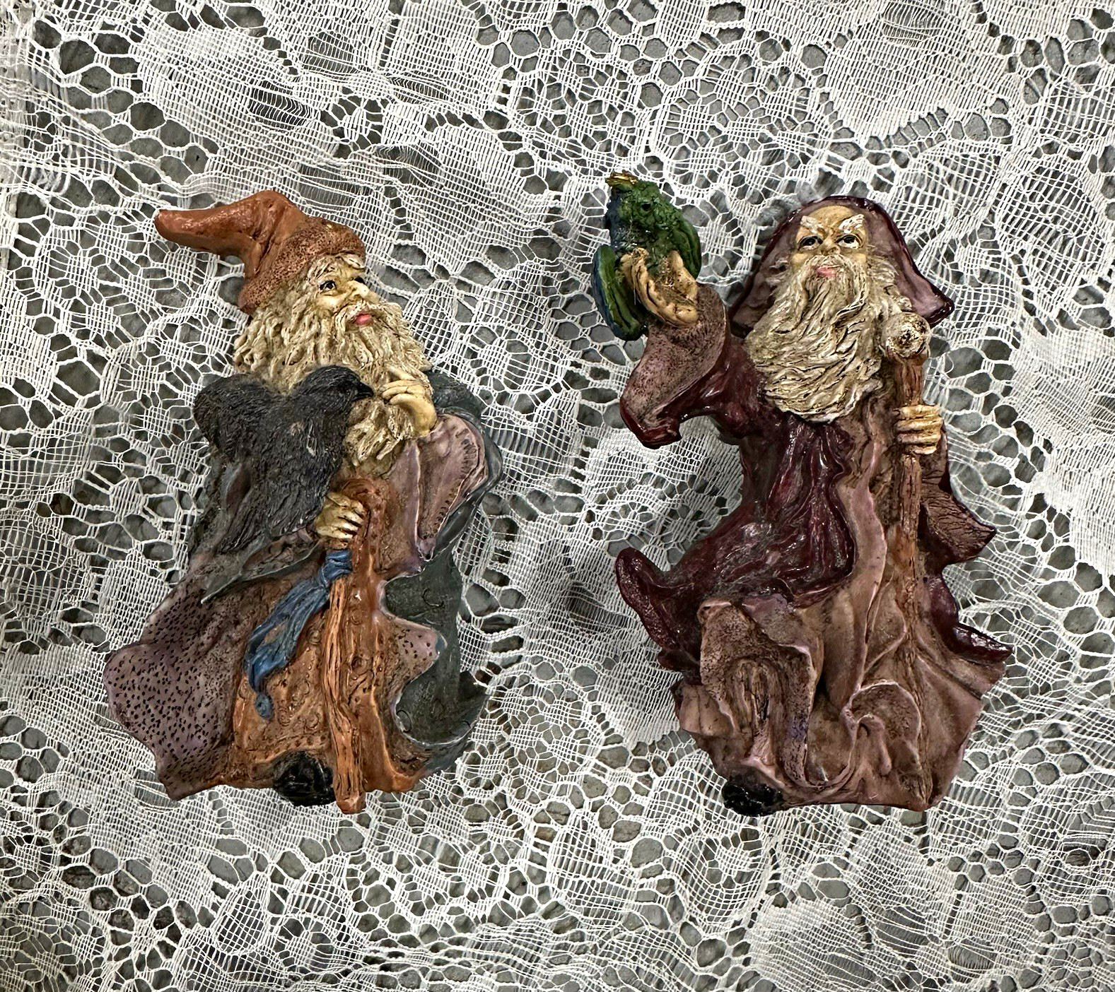 Vtg 1993 Albert E Price Wizard Figurines Lot of 2 Hand Painted Resin Dragon