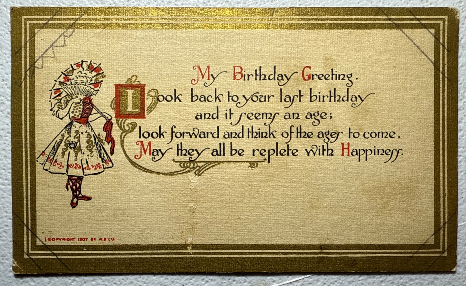 c1907 Birthday Greetings Postcard Mutual Book Co.