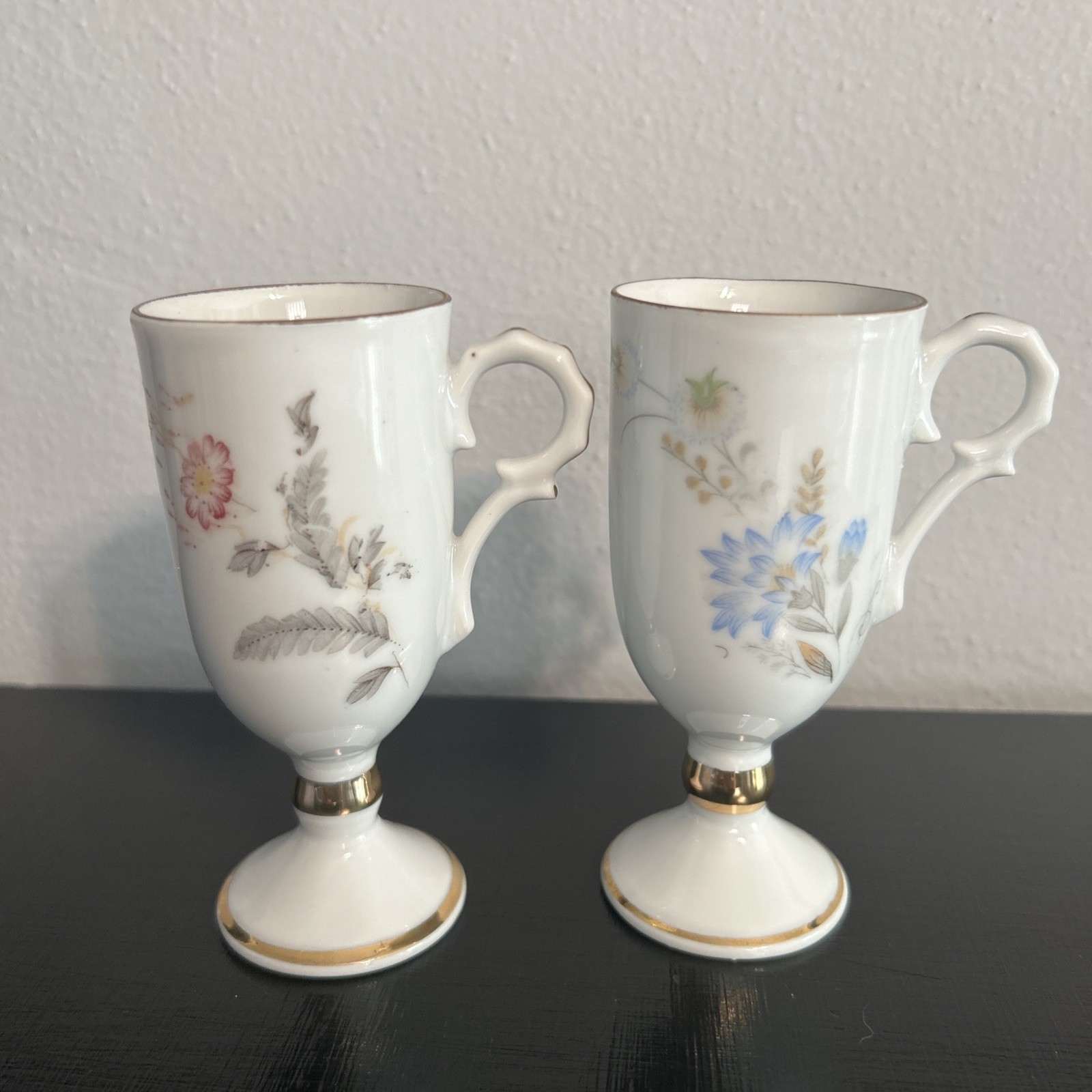 Vintage 1940s Napco Bone China Pedestal Foot Two Cups