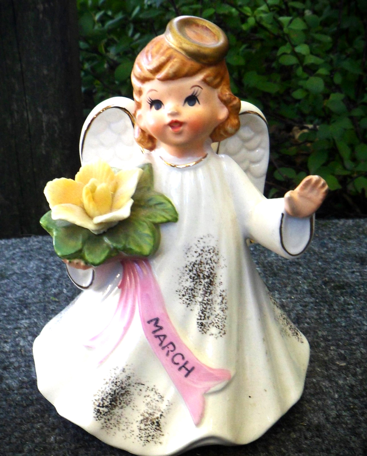 Lefton Vintage March Birthday Musical Angel 5.5\