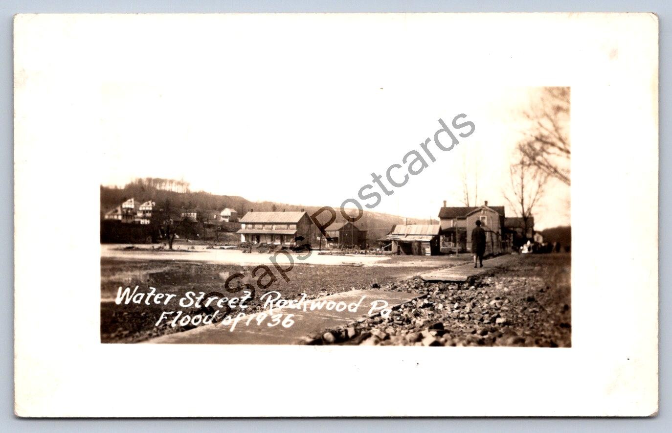K68/ Rockwood Pennsylvania RPPC Postcard c1936 Flood Disaster Water St 38