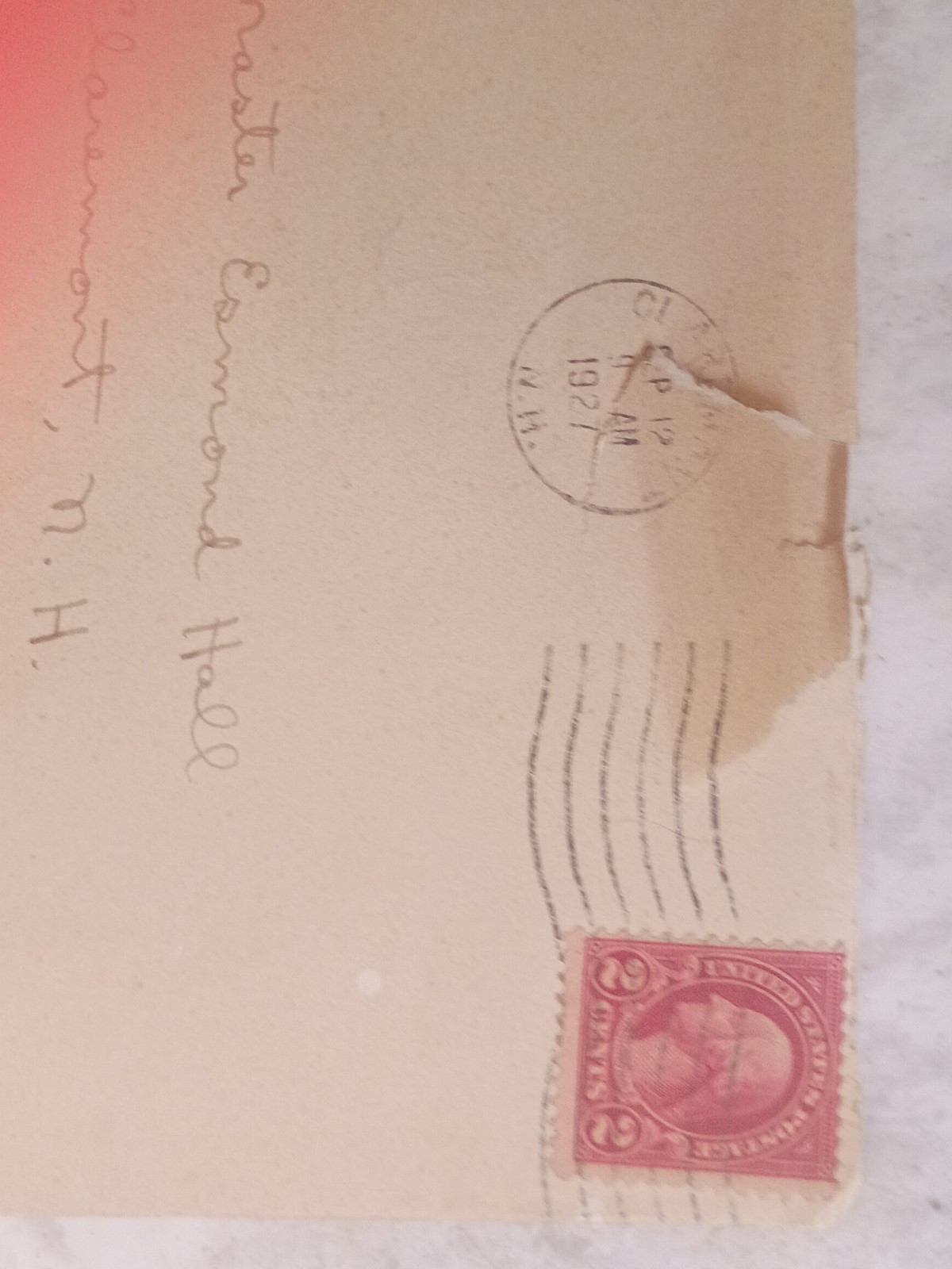 Vintage 1927  Red George Washington 2¢stamp, with Birthday Card with Envelope 