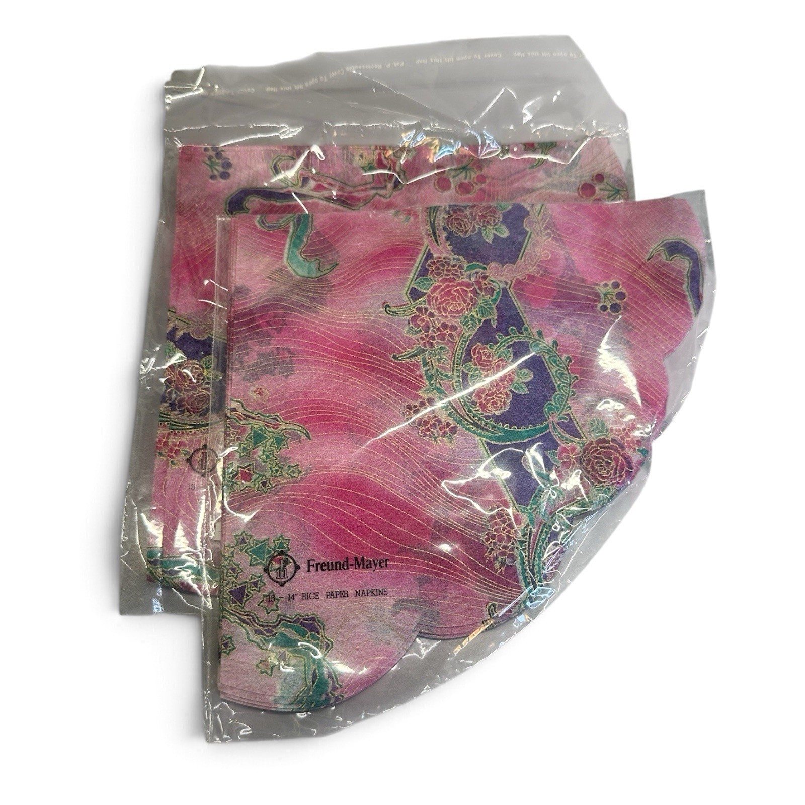 Vtg Freund Mayer Decorative Round Floral Rice Paper Napkins 1.5 Packs 22 14”