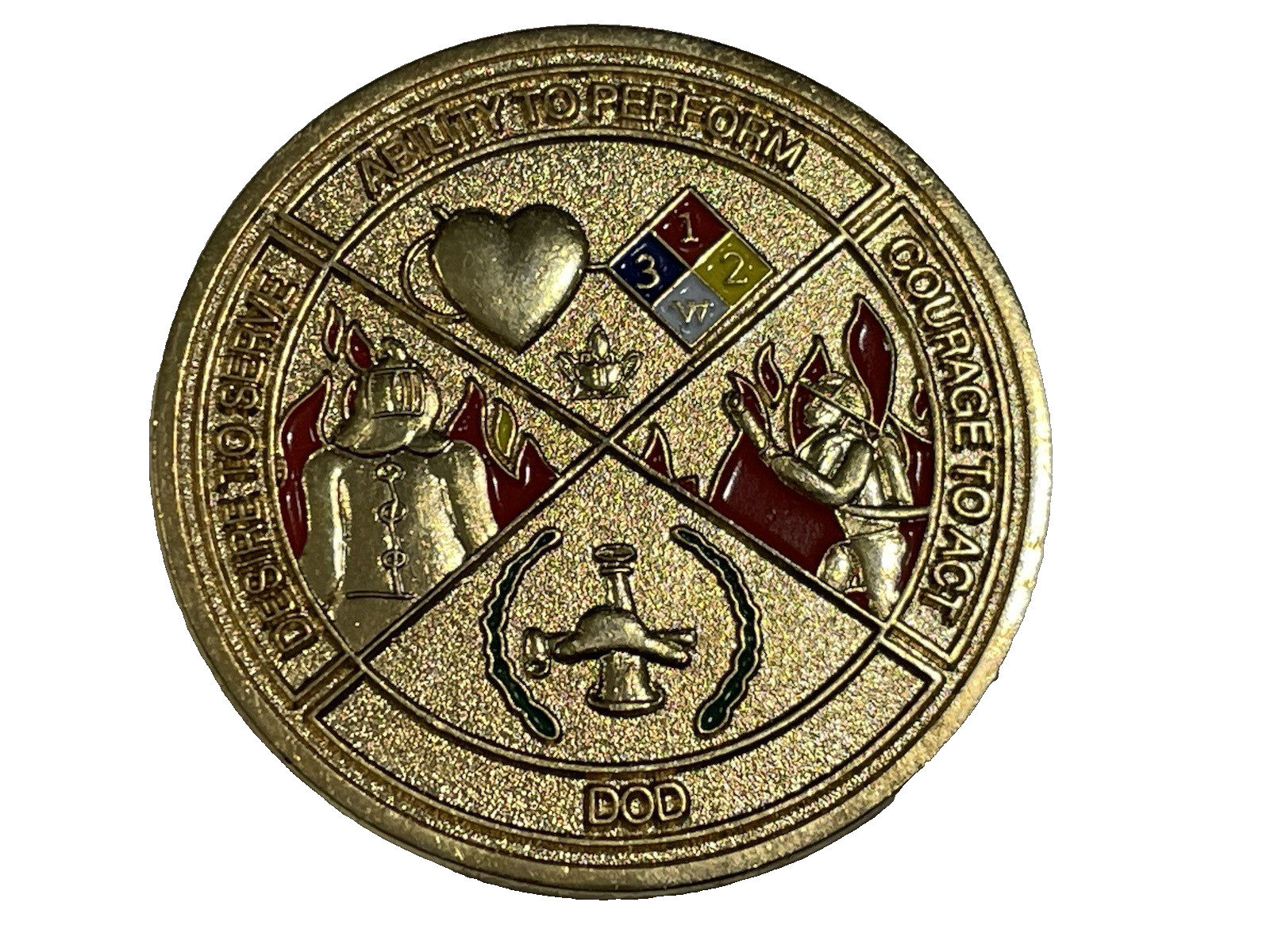 RARE Vintage DEPARTMENT OF DEFENSE MILITARY FIREFIGHTERS CHALLENGE COIN DOD