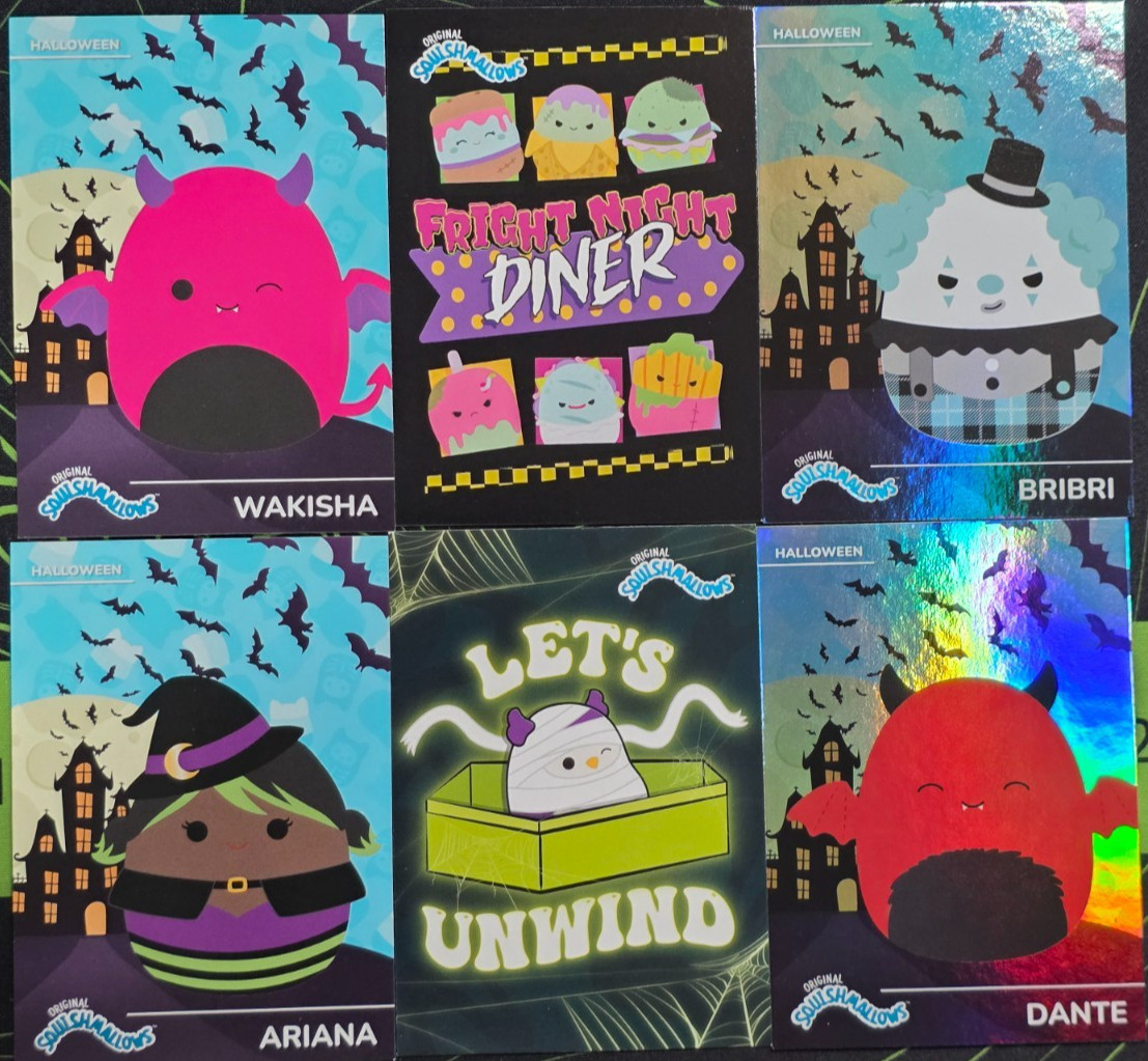 2025 PANINI SQUISHMALLOWS HALLOWEEN TRADING CARD LOT OF 6: BRIBRI, DANTE, ARIANA