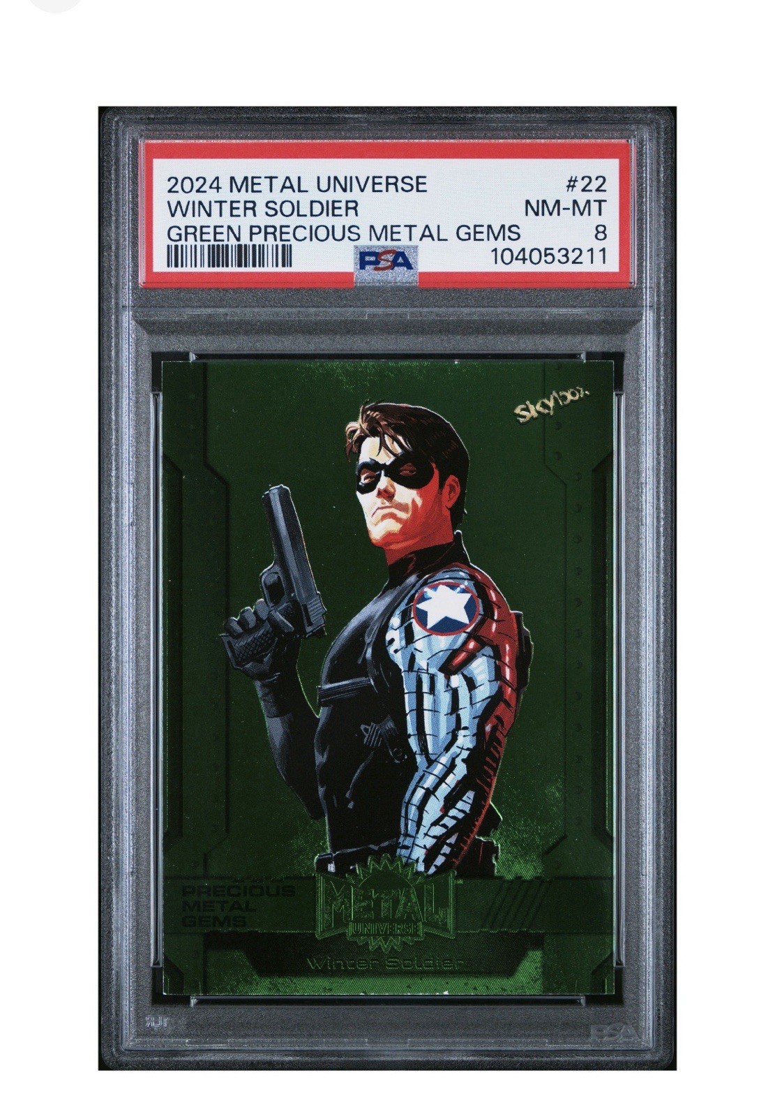 2024 Skybox Metal Universe Avengers Winter Soldier Pmg /10 Green #22 Psa 8 Pop 2