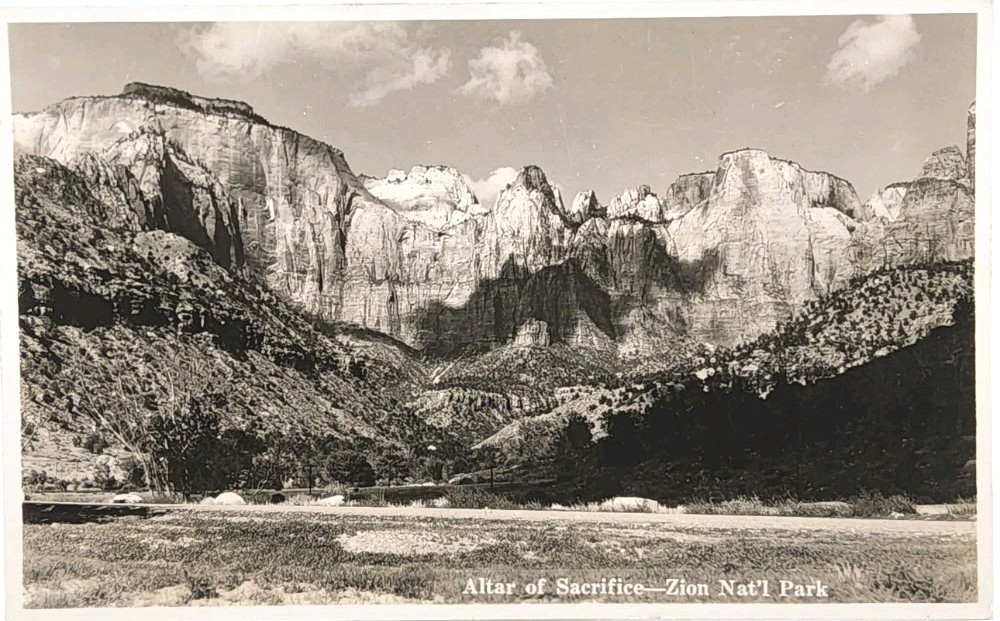 1944 RPPC - Altar Of Sacrifice In Zion National Park In Utah ~ #-10302