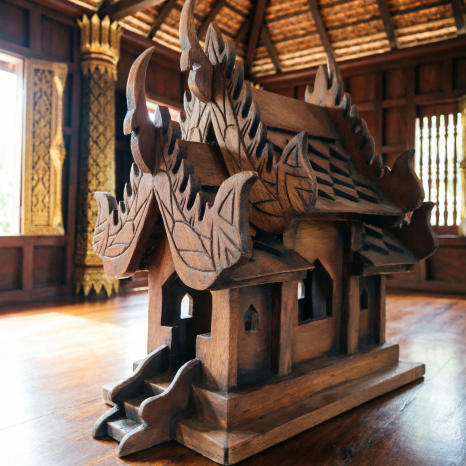 Wooden Pavilion Decor Handmade Small Thai Spirit House Style| Rustic Home Deco Wooden Pavilion Decor Handmade Small Thai Spirit House Style| Rustic Home Deco