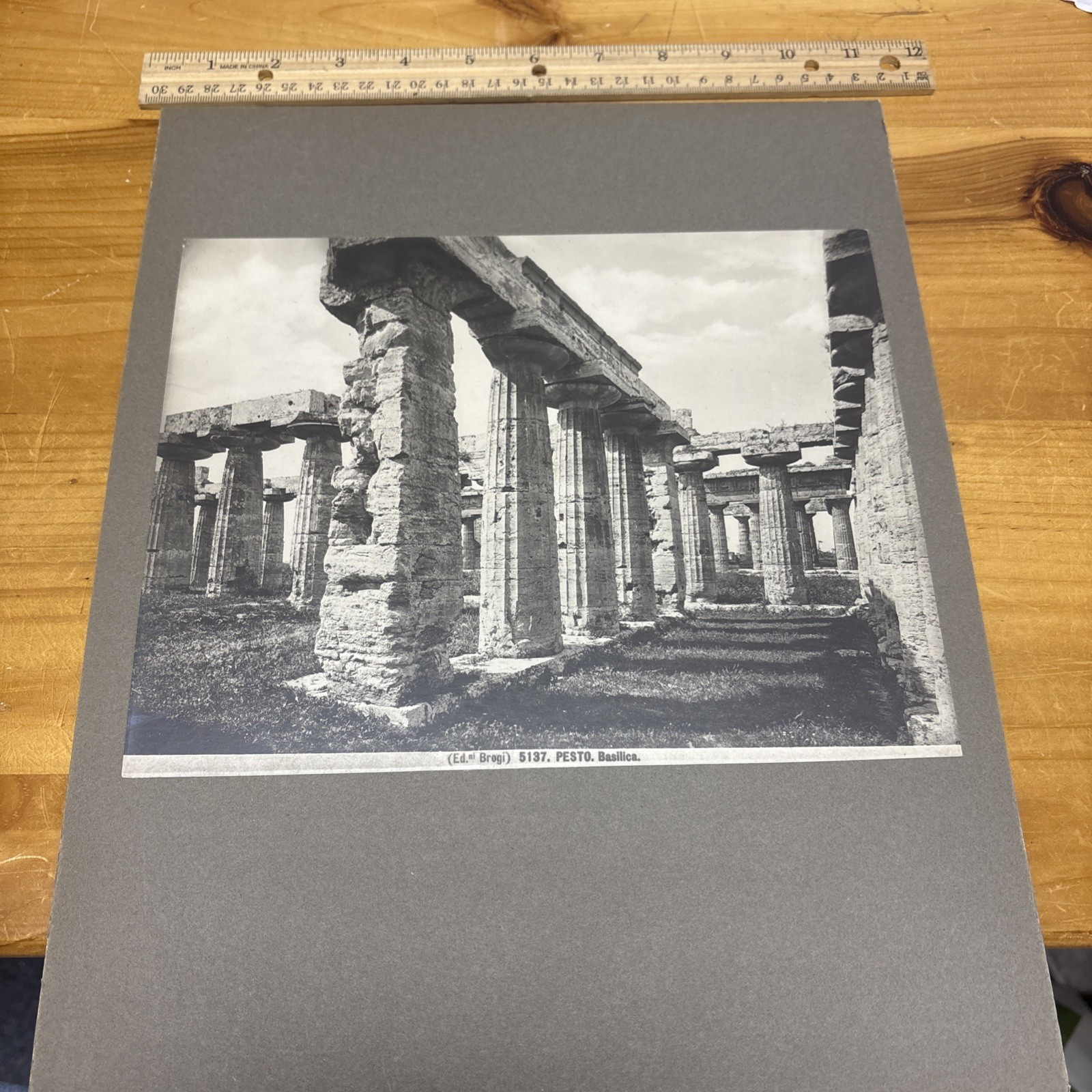 Basilica of Paestum Interior Greek Architecture Mounted VTG Photo Ruins Italy