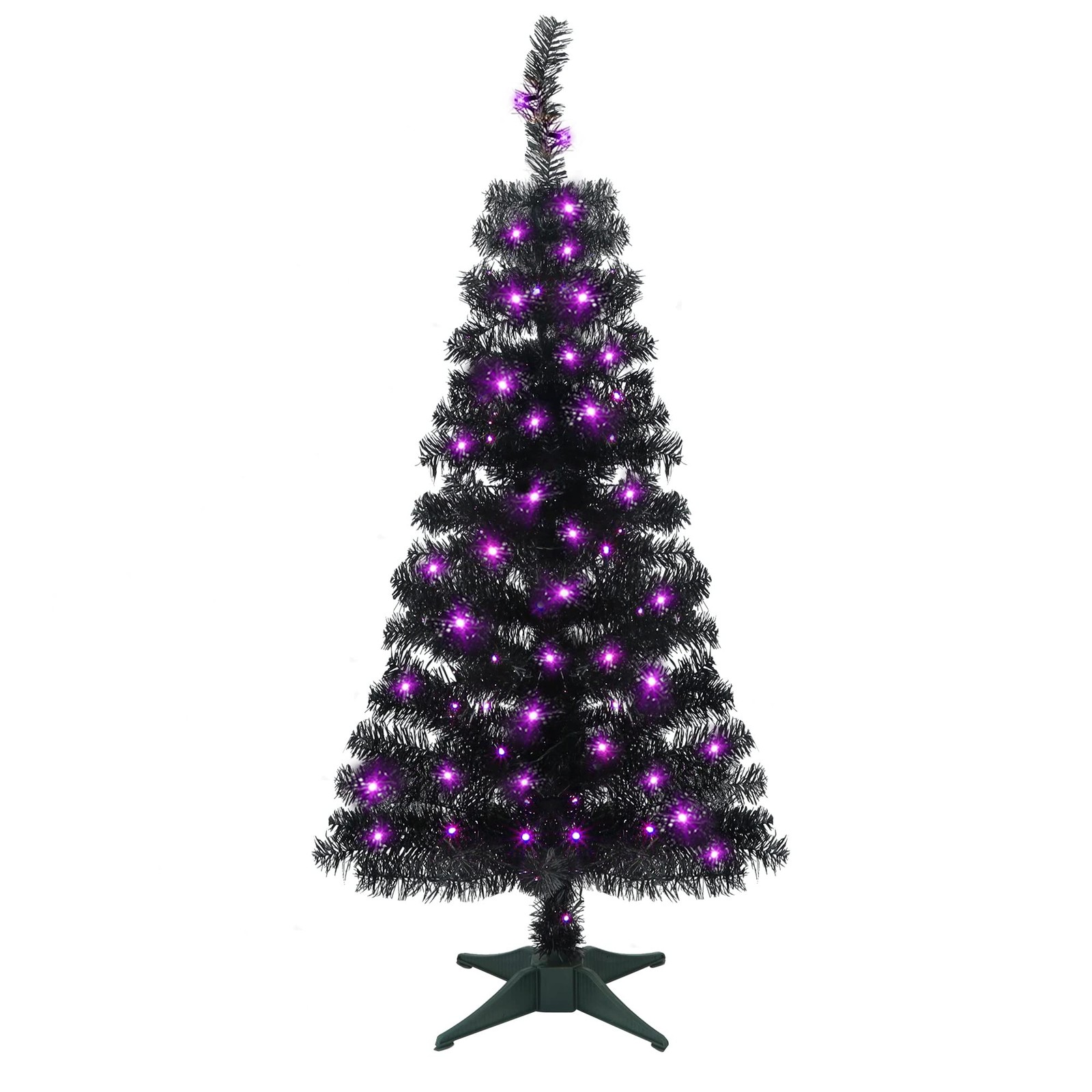 4 Ft Lighted Artificial Halloween Black Tree Purple Lights