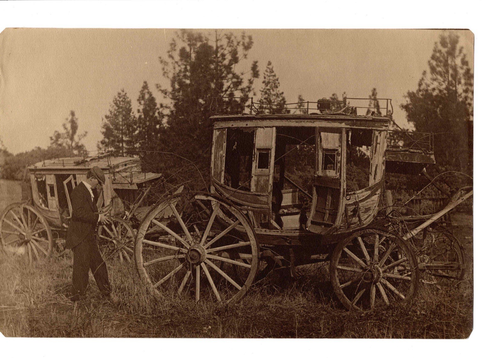 Antique 1912 Colfax California CA Abandoned Concord Stagecoaches Gold Rush Photo