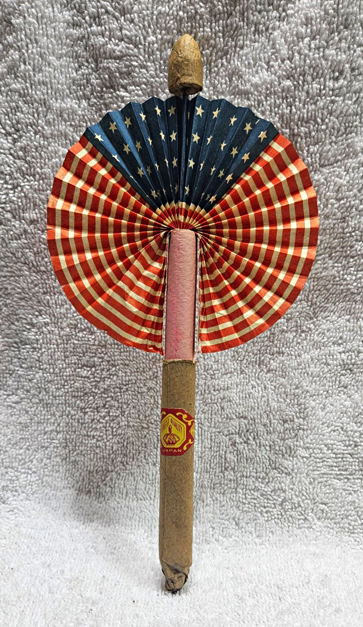 Vintage Japanese Patriotic Paper Fan Cigar Holder “Finest Quality Japan”