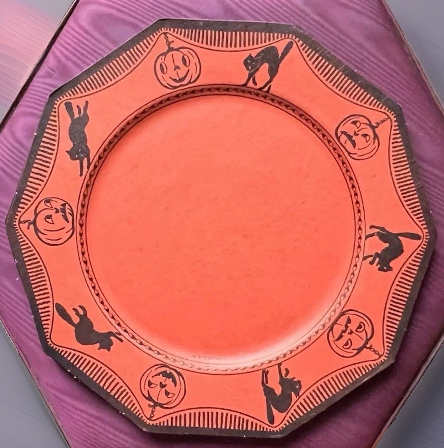 Antique HALLOWEEN PAPER Plate c1930s Ex Condition JOL Blk Cat Each Design Unique