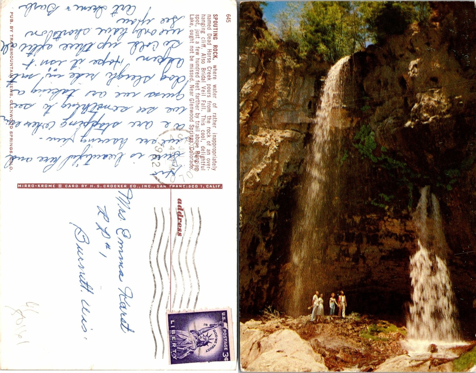 Spouting Rock CO Dead Horse Creek Postcard Used (41161)