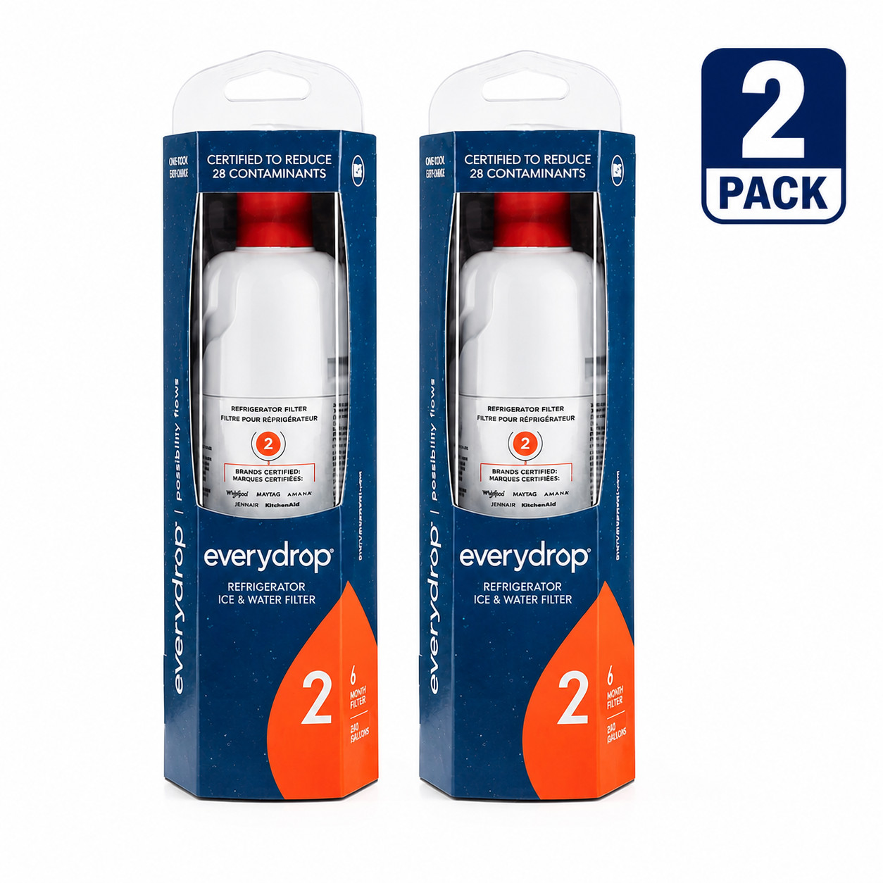 2 Pack EveryDrop Filter 2 EDR2RXD1 Refrigerator Ice & Water Filter New* 2 Pack EveryDrop Filter 2 EDR2RXD1 Refrigerator Ice & Water Filter New*