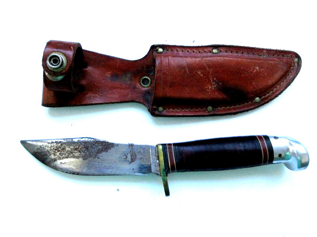 VINTAGE  WESTERN CUTLERY USA L88 FIXED BLADE HUNTING  KNIFE & ORIGINAL SHEATH