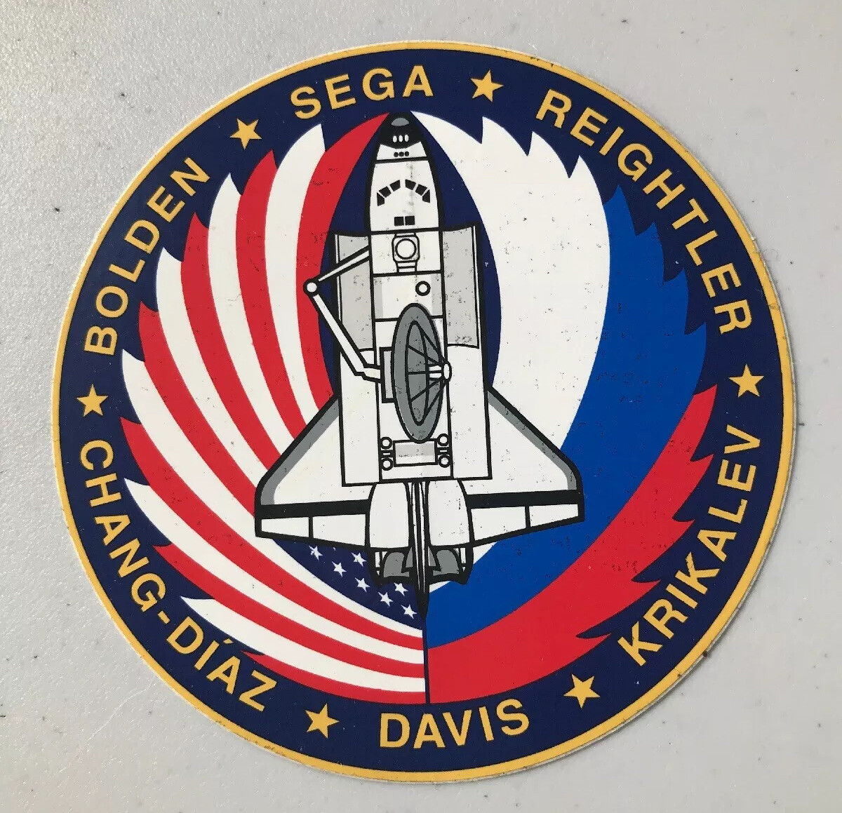NASA STS-60 Bolden Sega Reightler Krikalev Davis Chang-Diaz Decal 3 1/2