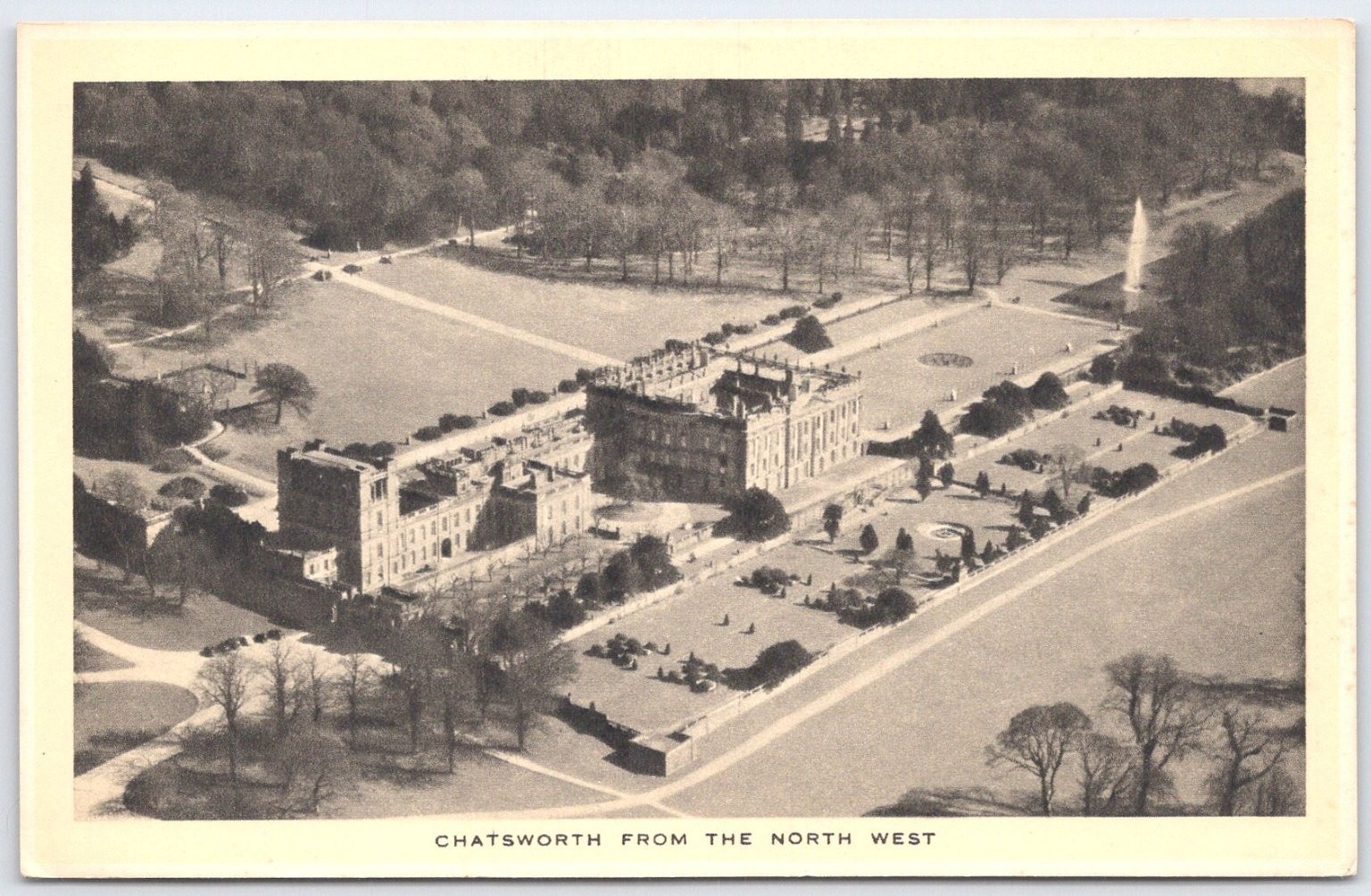 Vintage Chatsworth House Aerial View English Life Series Postcard