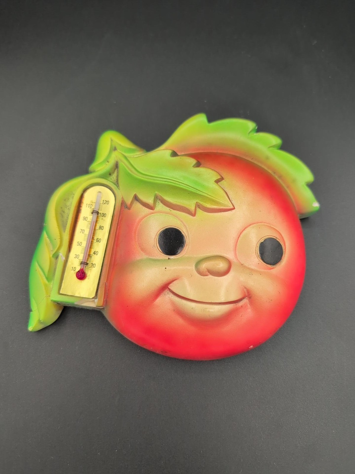1973 Miller Studio Chalkware Anthropomorphic Tomato Thermometer Wall Hanging 