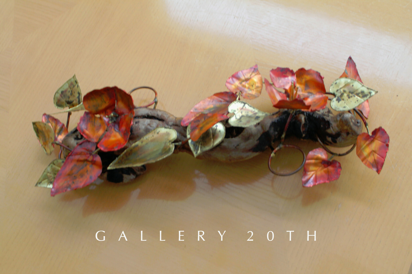 VINTAGE MID CENTURY FLOWER BRANCH TABLE METAL SCULPTURE HANGING WALL ART 1970s