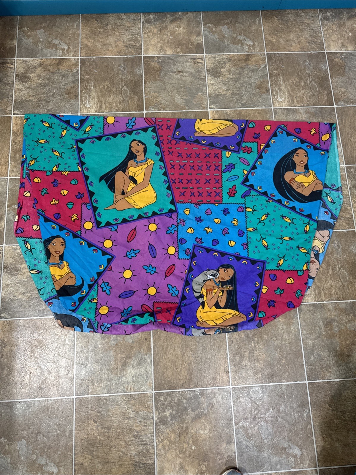 Vnt Disney Pocahontas Meeko 90s Made In USA Twin Fitted Patchwork Sheet  Read
