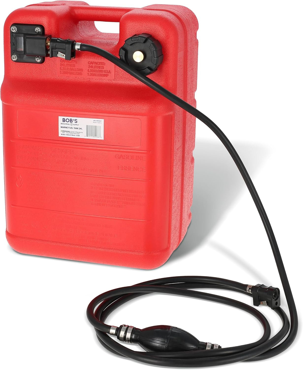 Boat Gas Tank Kit 6 Gallon - Portable Plastic Outboard Marine Boat Fuel Tank wit