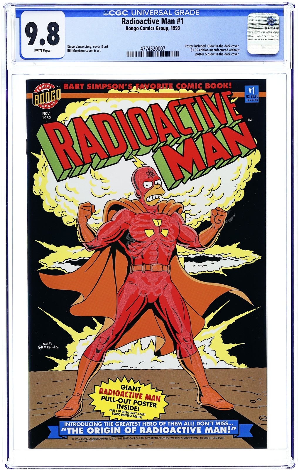 Radioactive Man #1 Glow in the Dark CGC 9.8 1993 4774520007
