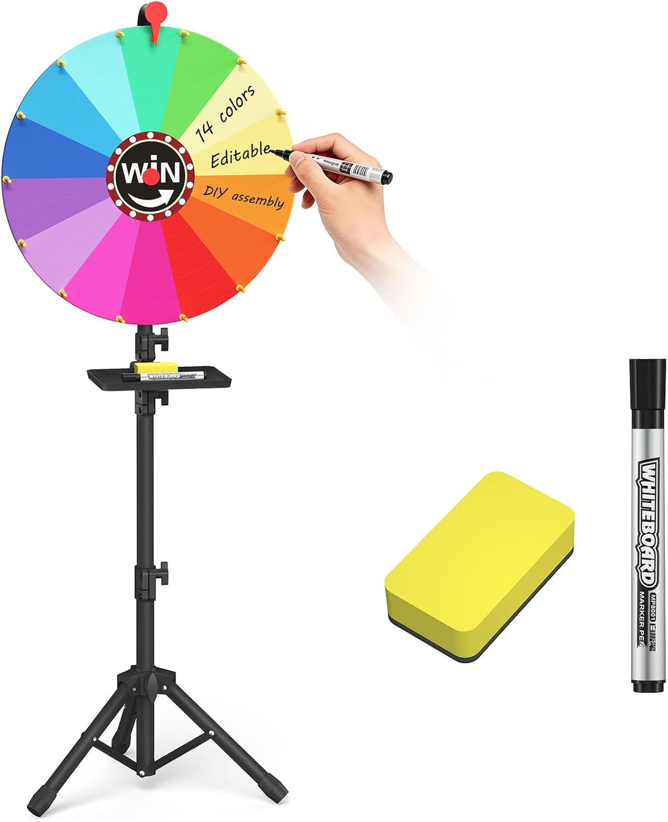 24 inch Prize Wheel, 14 Color Slots, Adjustable 47\