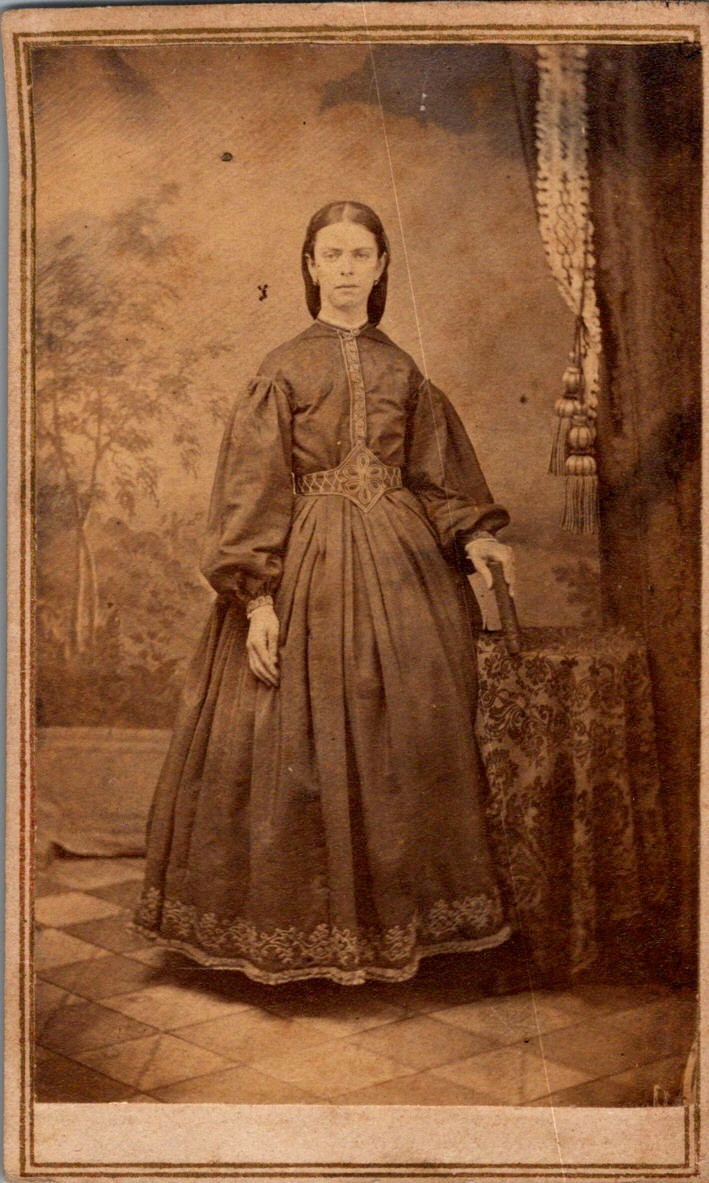1860s CDV Photograph Young Woman Full Skirt Uncertain ID Nelson\'s Sister