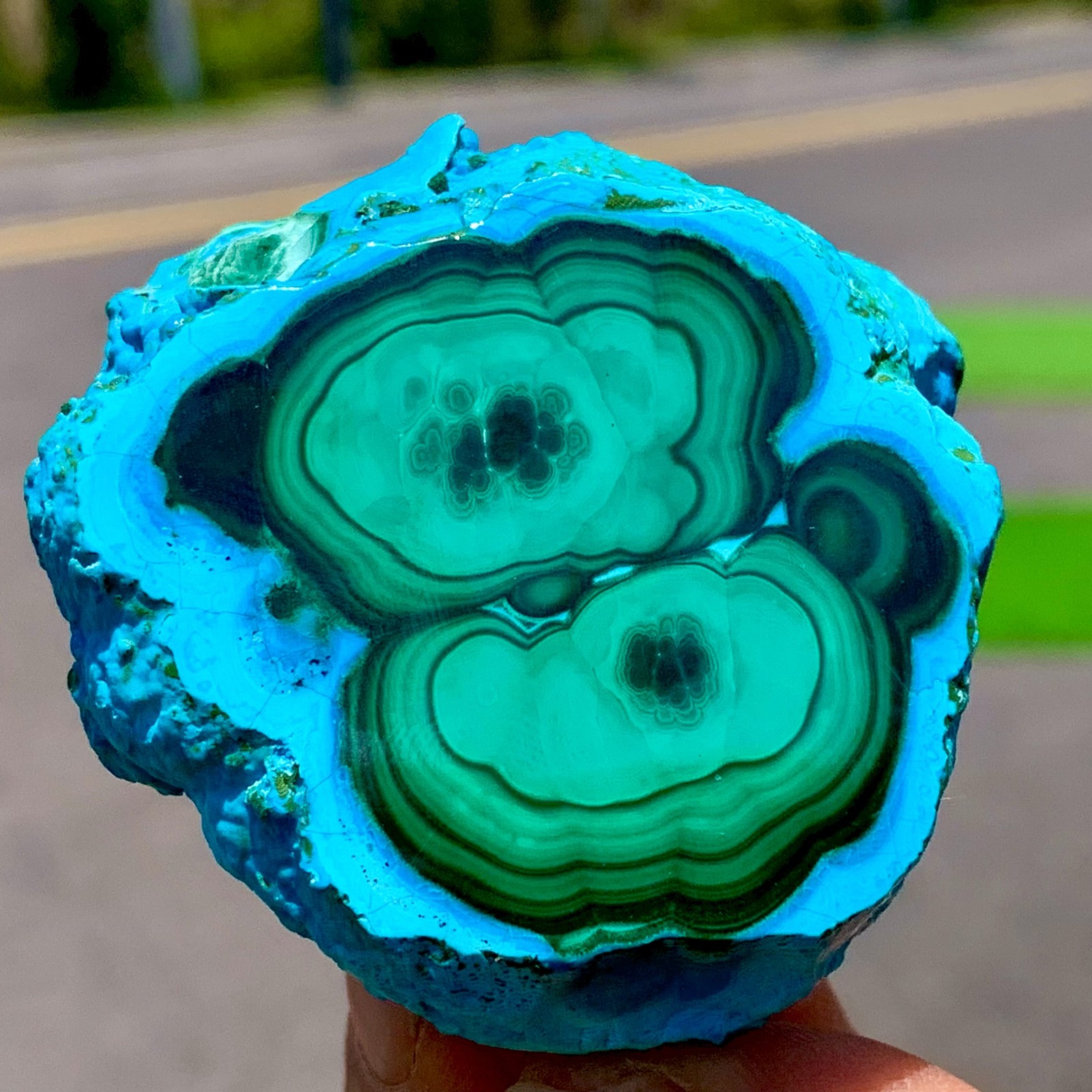 136G Natural Chrysocolla/Malachite transparent cluster rough mineral sample