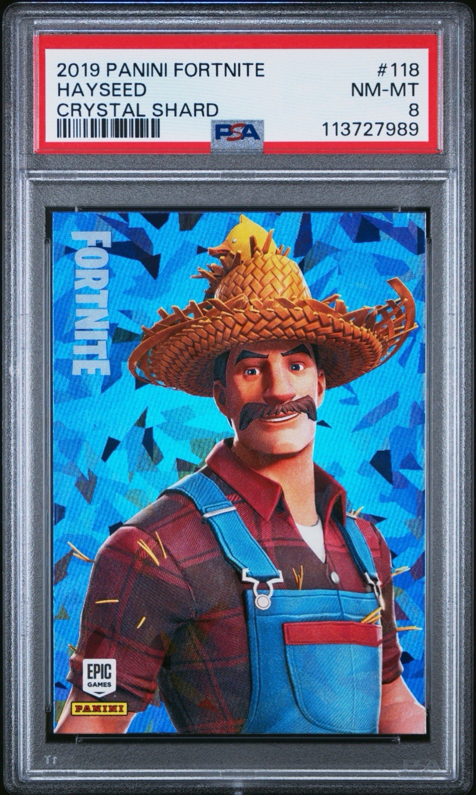 Panini 2019 Fortnite Crystal Shard Hayseed #118 PSA 8 Graded Trading Card Panini 2019 Fortnite Crystal Shard Hayseed #118 PSA 8 Graded Trading Card
