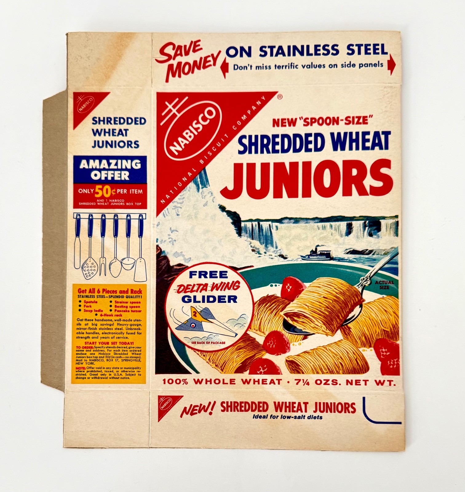 Vintage 1950s Nabisco Shredded Wheat Juniors Cereal Box Delta Wing Glider