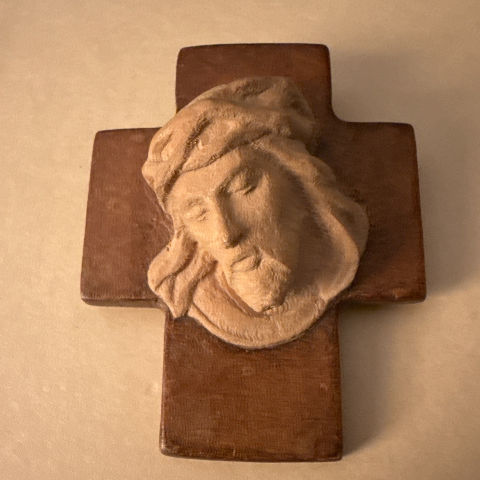 Vintage Hand Carved Wooden  German Cross Crucifix Christian Germany 3”x2”