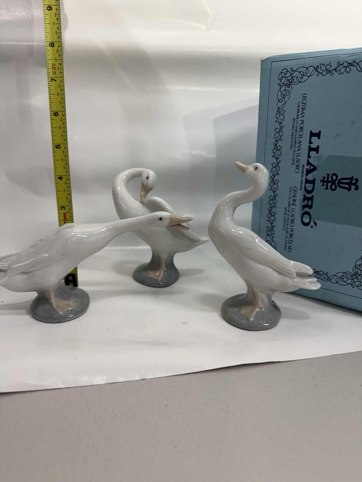 Vintage Lladro Porcelain Geese Ducks Figurines Set of 3 Spain w/ Original Box