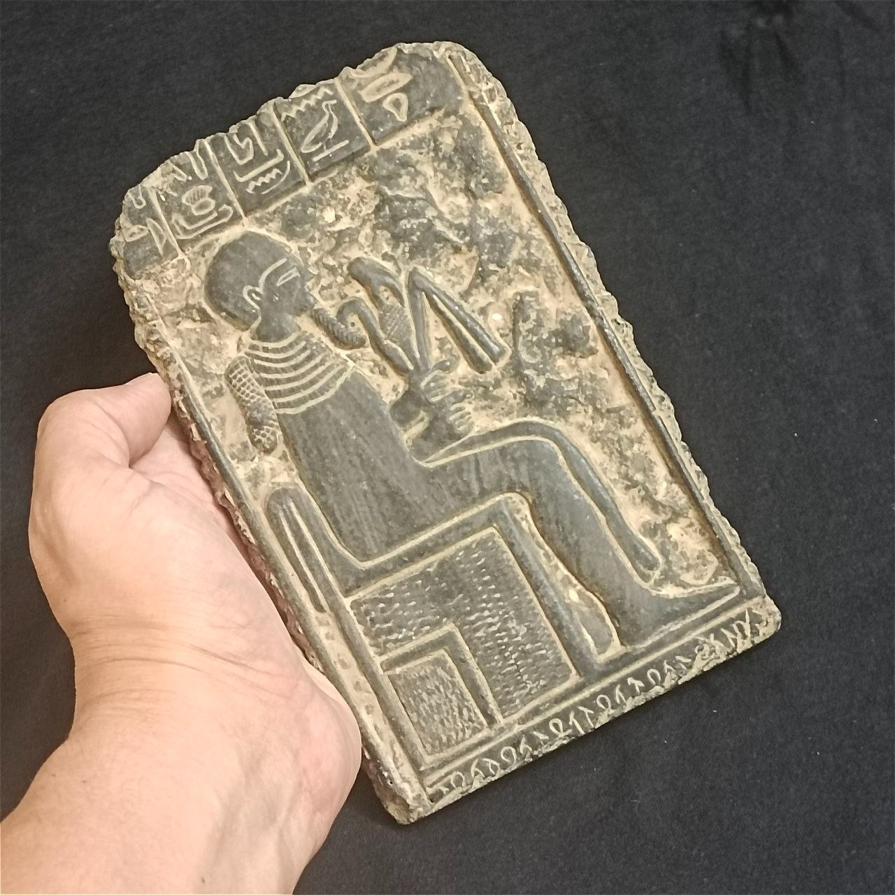 Handmade Egyptian Stone Plaque Pharaoh  Hieroglyphic Writing Ancient Style Decor