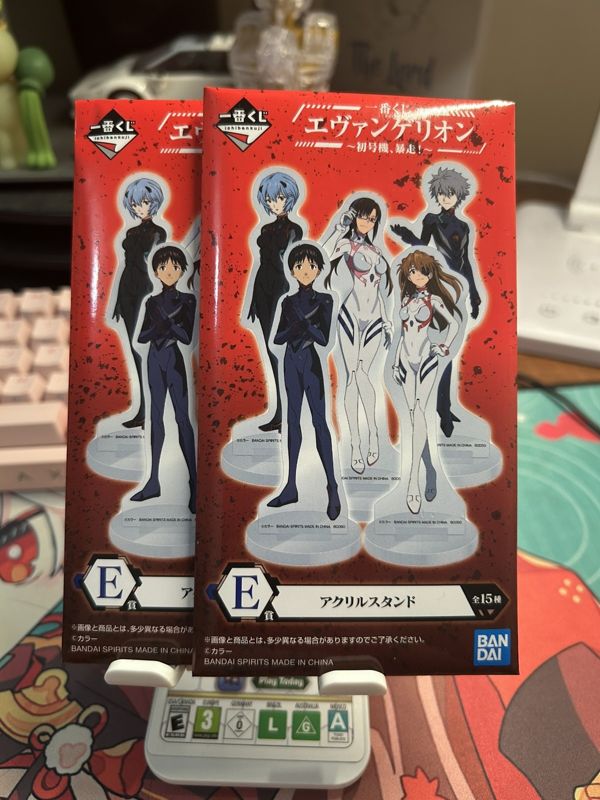 2x Neon Genesis Evangelion Acrylic Mini Figure New SEALED  Blind bag E Prize