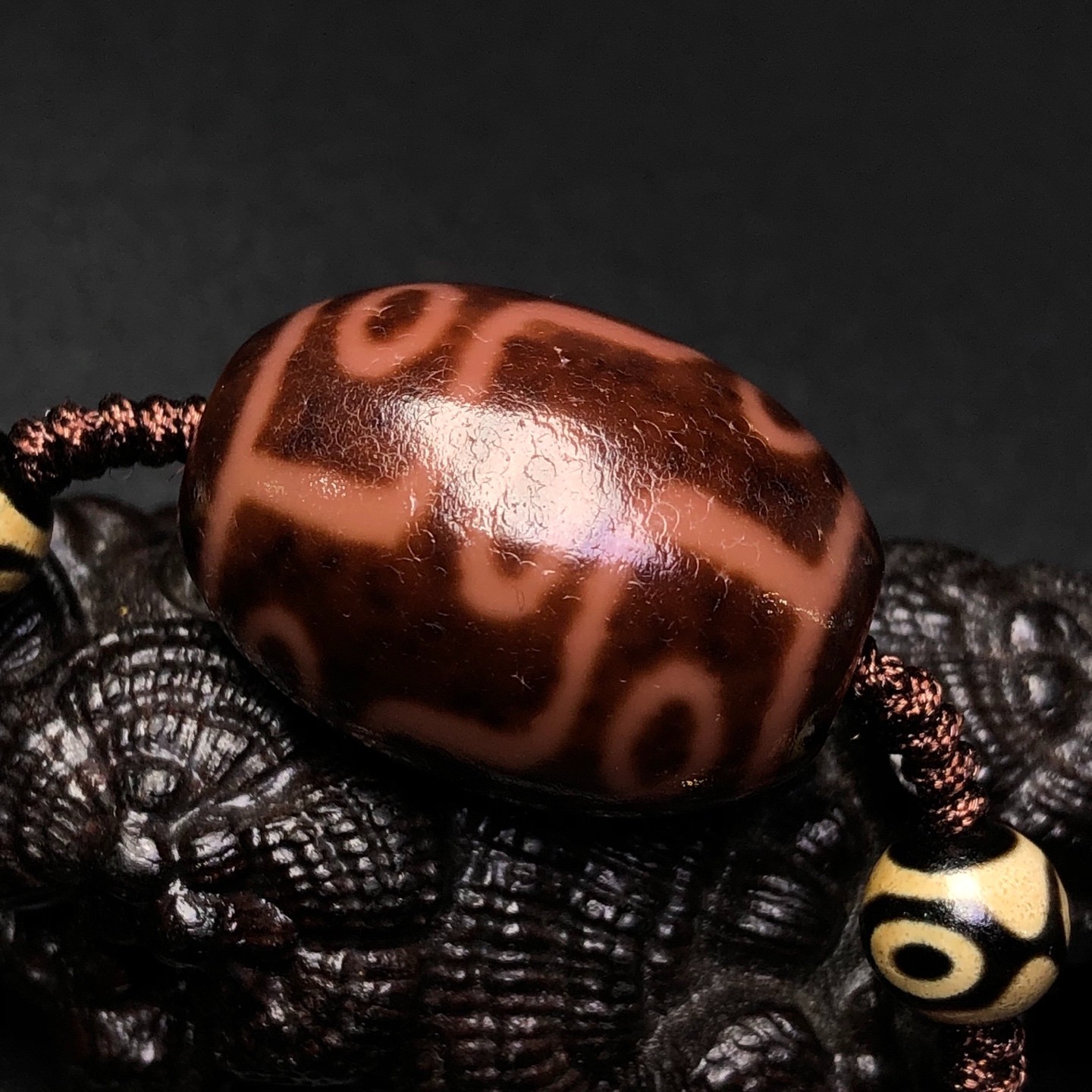 Vintage Tibetan Dzi Beads Old Agate 9 Eye Totem Amulet Necklace Pendant 28×20mm
