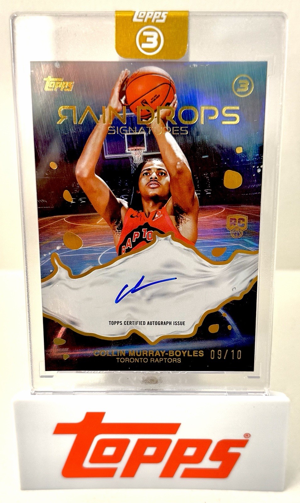 Collin Murray-Boyles RC AUTO /10 GOLD 2025-26 Topps Three Rain Drops Raptors