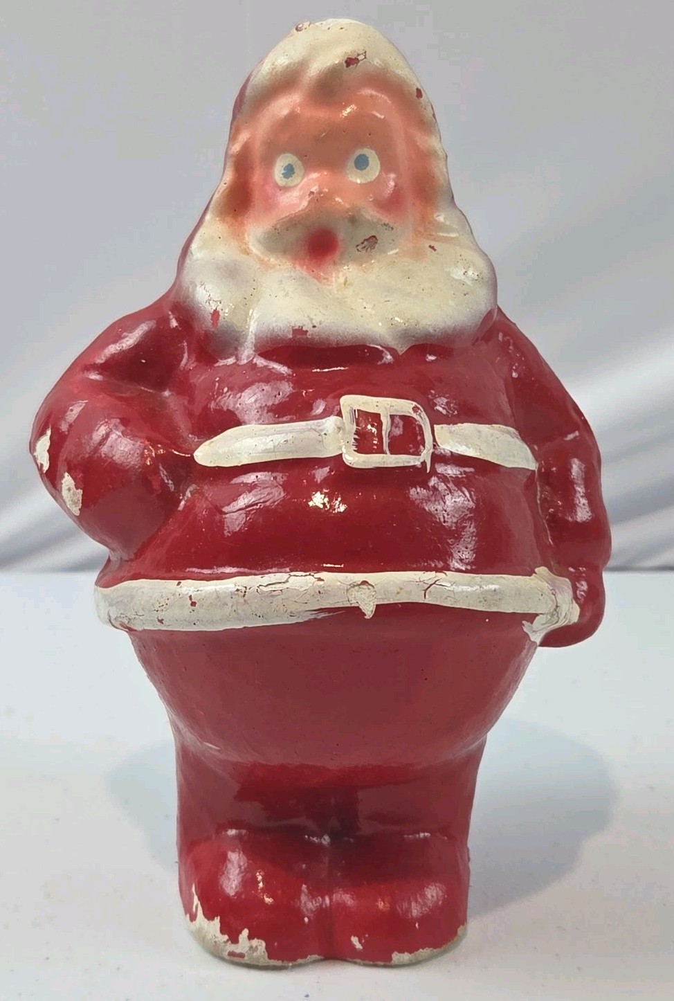 VTG 1940s Molded Paper Mache Egg Carton Christmas Santa Claus Candy Holder 7\