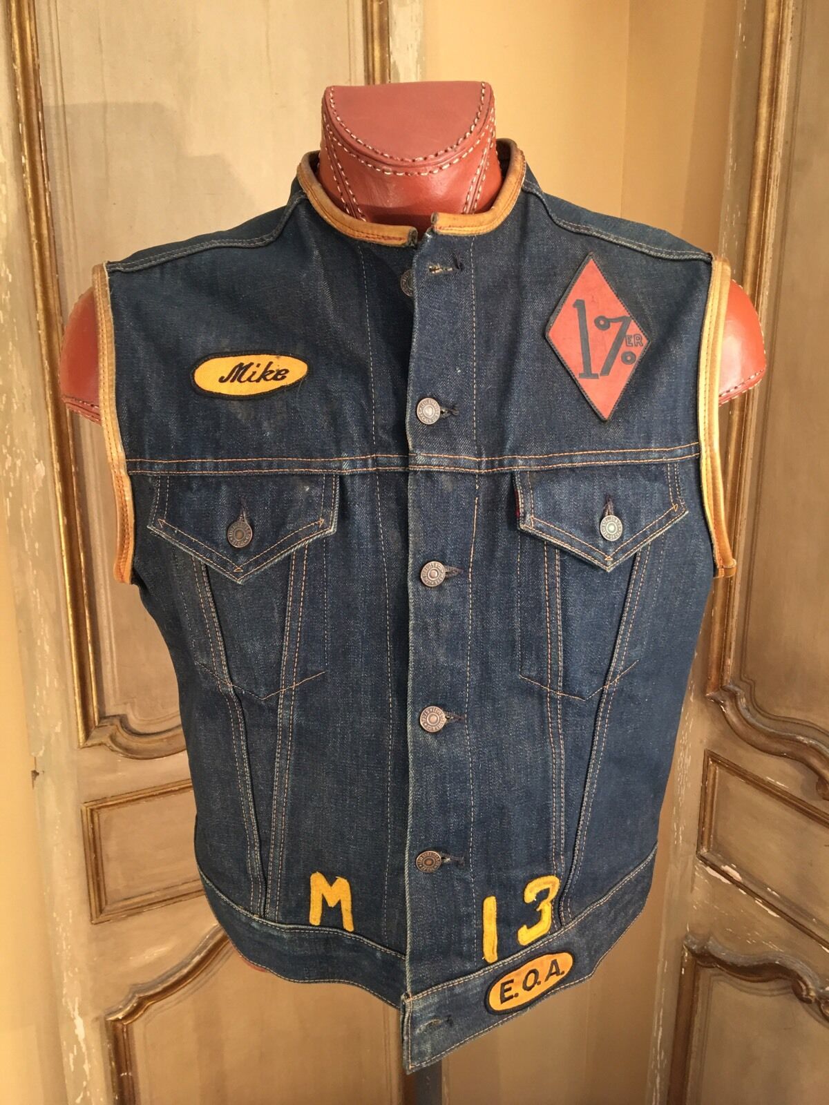 LEVIS 557 Type II XL Jeans Jacket 60\'s Motorcycle Hells Angels Club Gang Vest