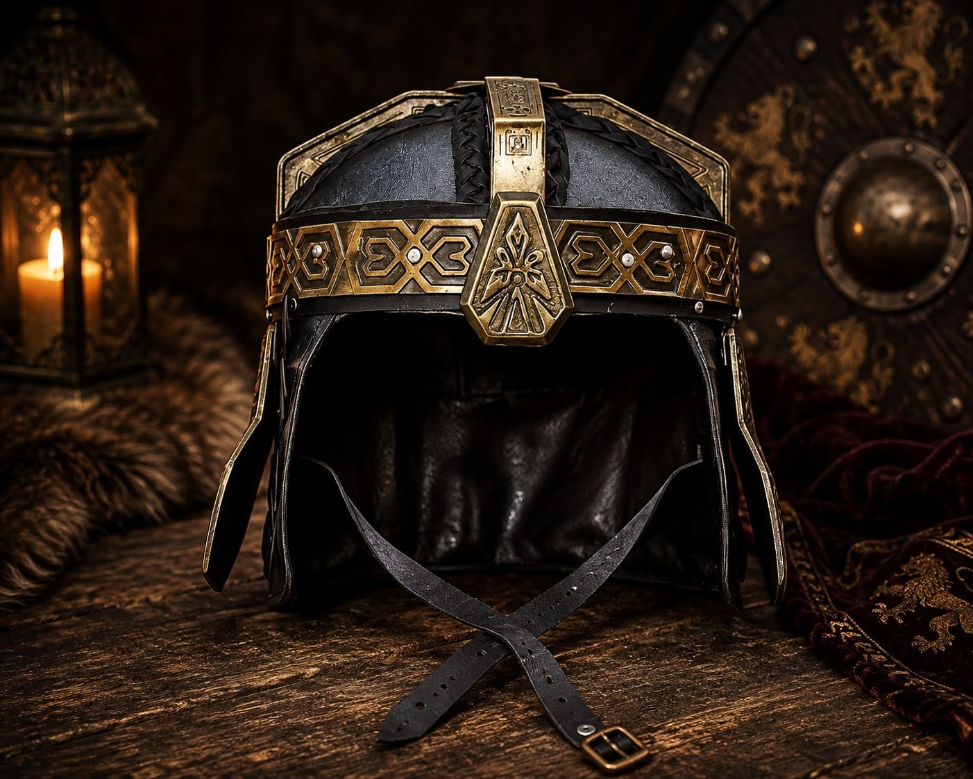 Gimli Helmet Replica: Lord of the Rings Dwarven Costume Display Stand The Hobbit